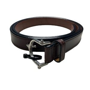 Tory Leather English Bridle Leather Belt 38 Dark Brown Stainless Steel Spur